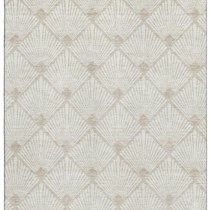 10' X 14' Abstract Geometric Washable Area Rug With UV Protection (672695) - Ivory / Beige