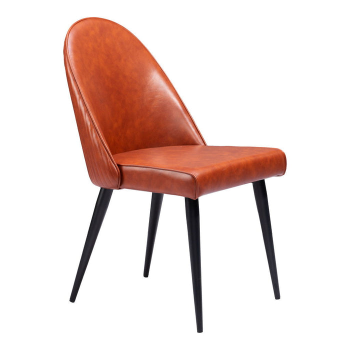 Upholstered Faux Leather Dining Side Chairs (Set of 2) - Brown