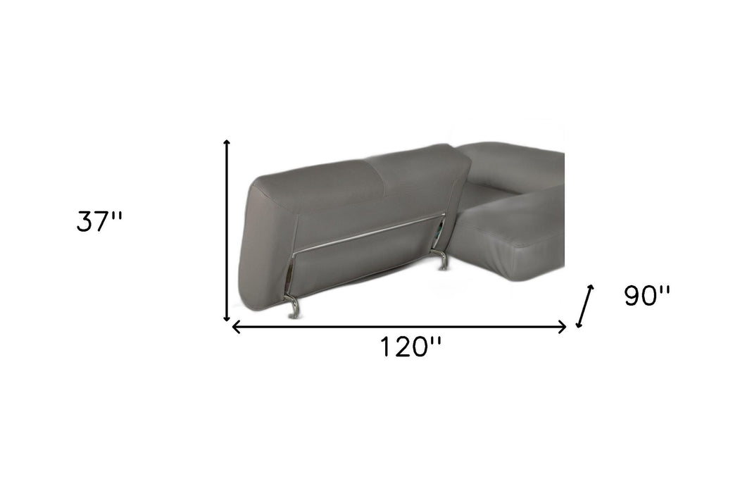 Leather Match Stationary L Shaped Two Piece Sofa Chaise - Gray