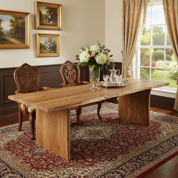 120'' Solid Wood Live Edge Sled Base Dining Table - Brown