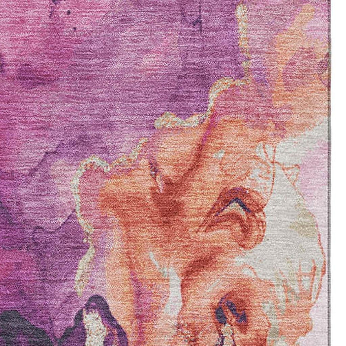 10' X 14' Abstract Washable Area Rug With UV Protection (701305) - Burgundy / Salmon
