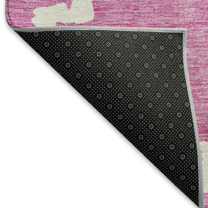 10' X 14' Abstract Geometric Washable Area Rug With UV Protection (671696) - Blush / Ivory