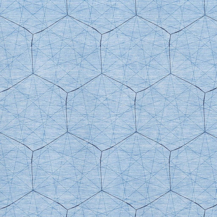 10' X 14' Geometric Washable Area Rug With UV Protection (677903) - Sky Blue / Denim Blue
