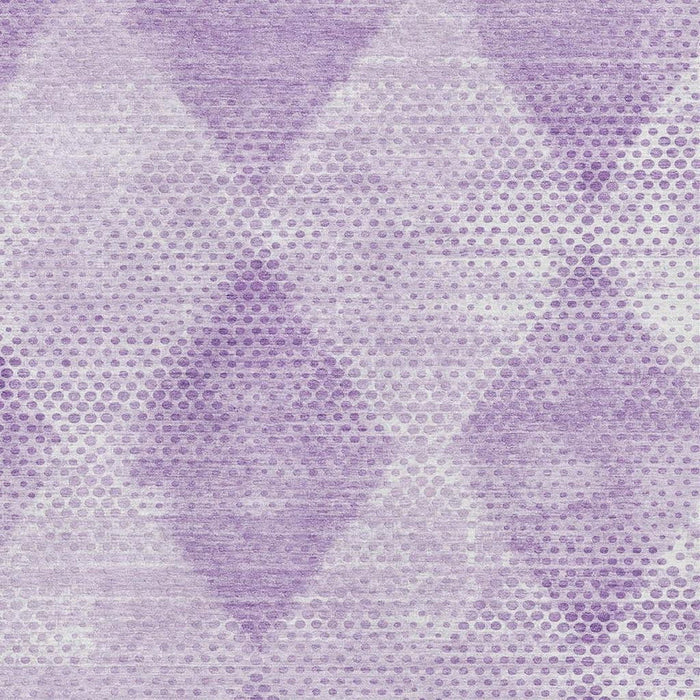 8' X 10' Geometric Washable Area Rug With UV Protection (648200) - Lavender / Ivory