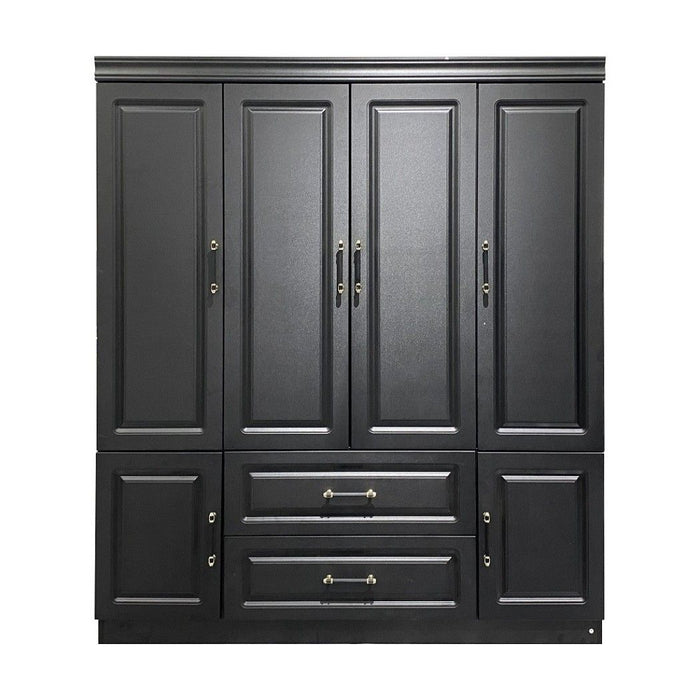 71" Wood Six Door Two Drawer Combo Dresser - Black