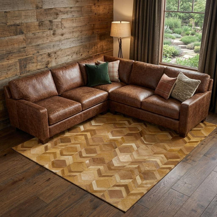 10' X 14' Geometric Washable Area Rug With UV Protection (644694) - Brown / Ivory / Beige