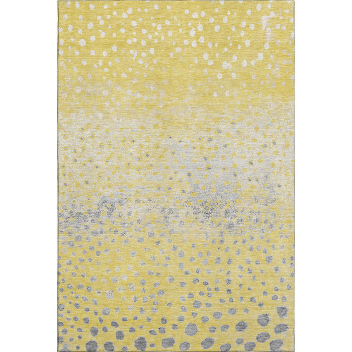 10' X 14' Polka Dot Washable Area Rug With UV Protection (693264) - Yellow / Gray / Ivory