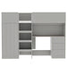 Giga loft bed with built-in wardrobe, desk, shelves, and drawers in a modern bedroom setting.