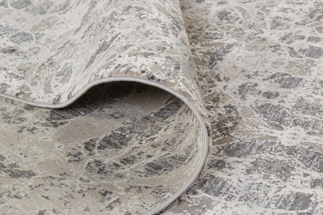 9' X 13' Oriental Area Rug With Fringe (744430) - Gray / Taupe / Ivory