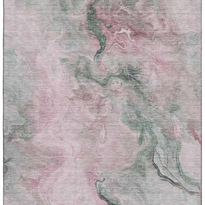 10' X 14' Abstract Washable Area Rug With UV Protection (697019) - Blush / Sage / Ivory