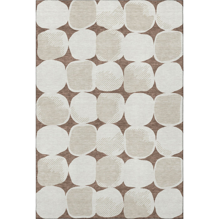 10' X 14' Abstract Geometric Washable Area Rug With UV Protection (669174) - Brown / Ivory