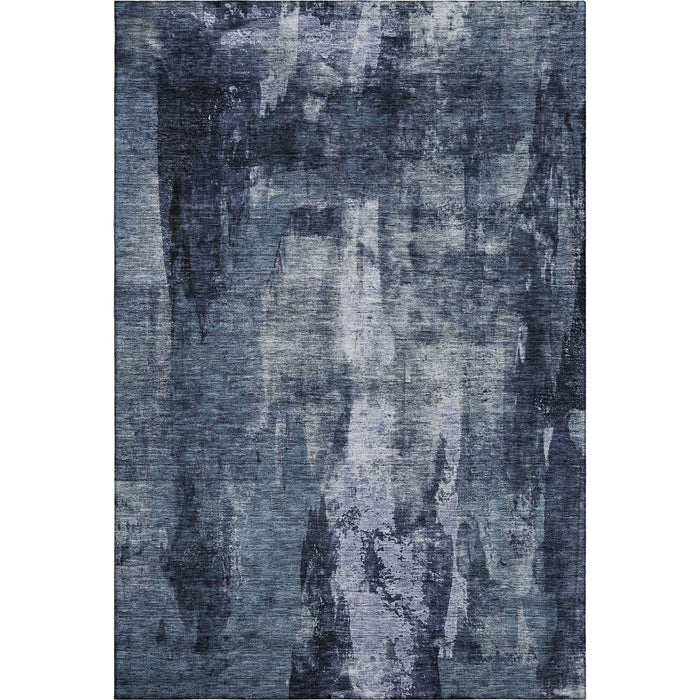 10' X 14' Abstract Washable Area Rug With UV Protection (683734) - Navy Blue / Silver