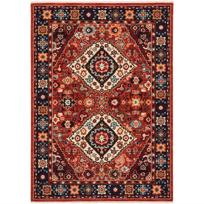 5' x 8' Machine Woven Oriental Indoor Area Rug - Red Blue
