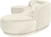 Meridian Furniture Avra 146-inch velvet upholstered sectional sofa with plush cushions and modern design for living room decor.