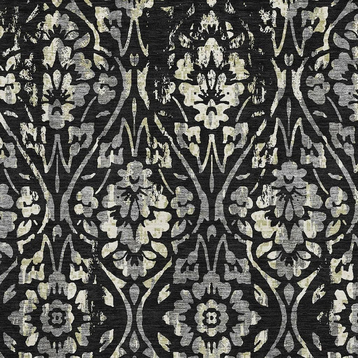 10' X 14' Floral Washable Area Rug With UV Protection (669030) - Black / Gray / Beige