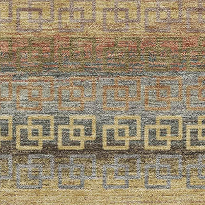 10' X 14' Striped Washable Area Rug With UV Protection (715075) - Brown / Gold