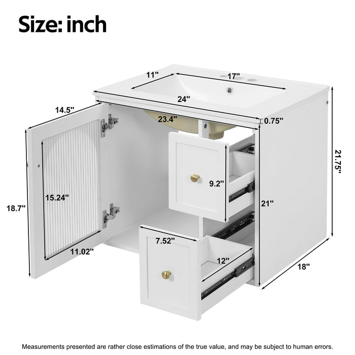 Giga wall-mounted bathroom vanity set with sink, two drawers, and soft-close door, modern bathroom storage solution