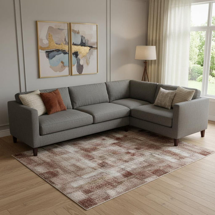 10' X 14' Abstract Washable Area Rug With UV Protection (709678) - Rust / Gray / Ivory
