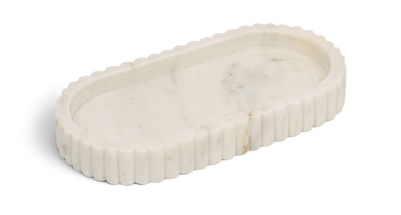 Marble tray by Meridian Furniture featuring a sleek, polished genuine marble surface with raised edges.
