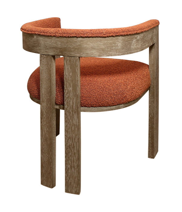 Upholstered Boucle Open Back Dining Arm Chair - Burnt Orange