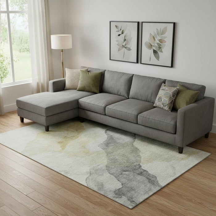 10' X 14' Abstract Washable Area Rug With UV Protection (718163) - Beige / Gray