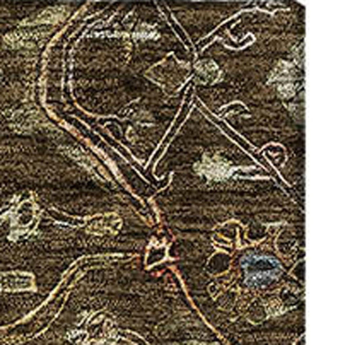 10' X 14' Oriental Washable Area Rug With UV Protection (685444) - Chocolate / Copper / Blue