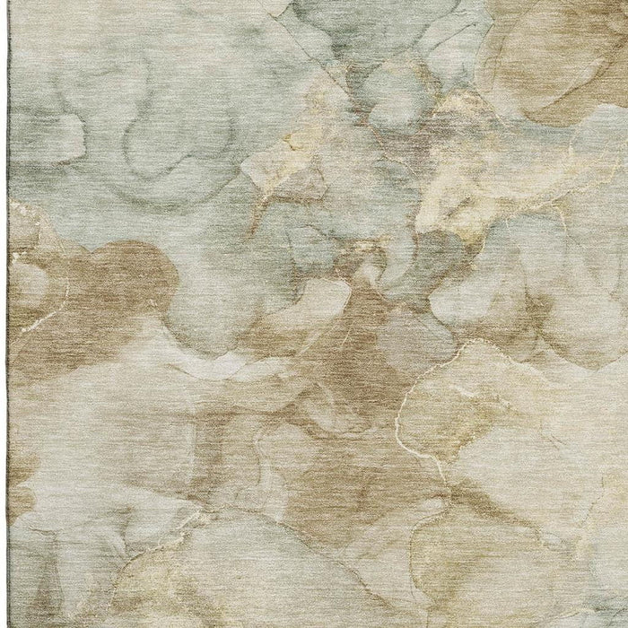 10' X 14' Abstract Washable Area Rug With UV Protection (714745) - Beige / Ivory