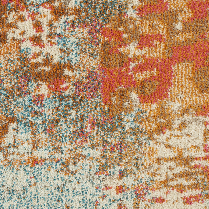 7' X 10' Abstract Distressed Non Skid Area Rug - Ivory And Pink