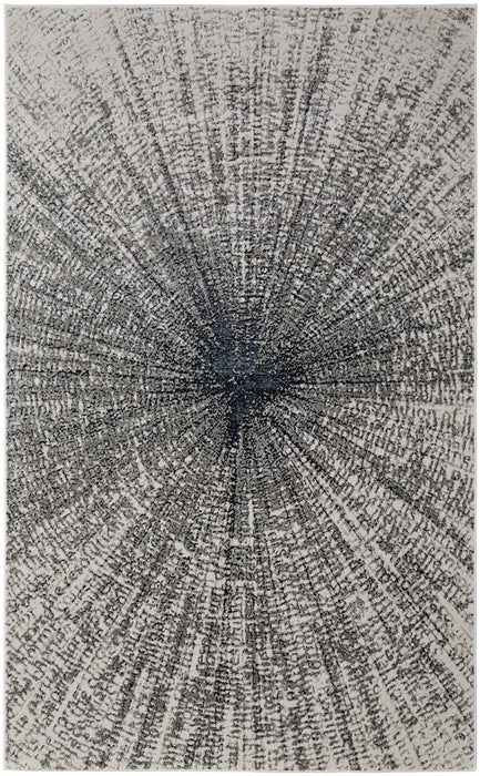 12' x 18' Abstract Power Loom Area Rug - Gray And Ivory