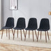 Set of four Giga luxury simple dining chairs with black metal legs and linen cotton upholstery, modern and stylish for dining rooms.