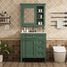 Giga bathroom vanity with top sink, two doors, three drawers, freestanding design, mirror cabinet for modern bathroom use.