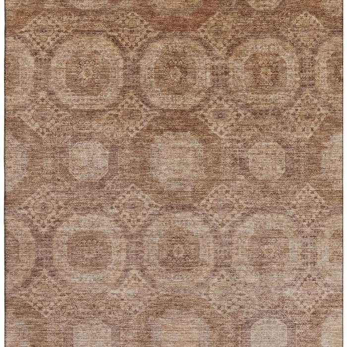10' X 14' Abstract Geometric Washable Area Rug With UV Protection (708283) - Copper / Beige