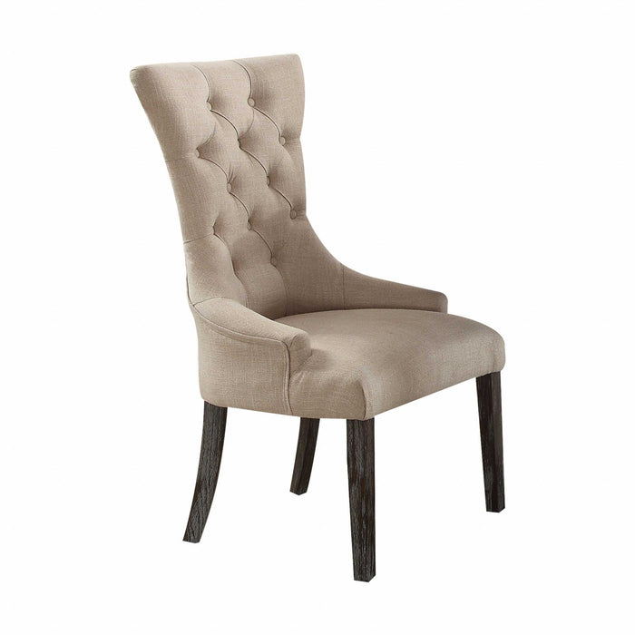 Linen Tufted Parsons Chair (Set of 2) - Beige And Brown