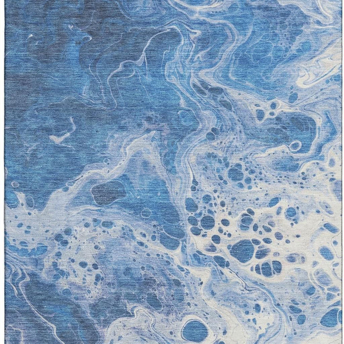 10' X 14' Abstract Washable Area Rug With UV Protection (697740) - Navy Blue / Ivory