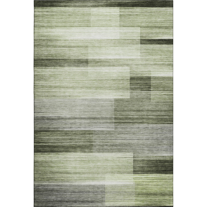 10' X 14' Striped Washable Area Rug With UV Protection (717254) - Green / Ivory