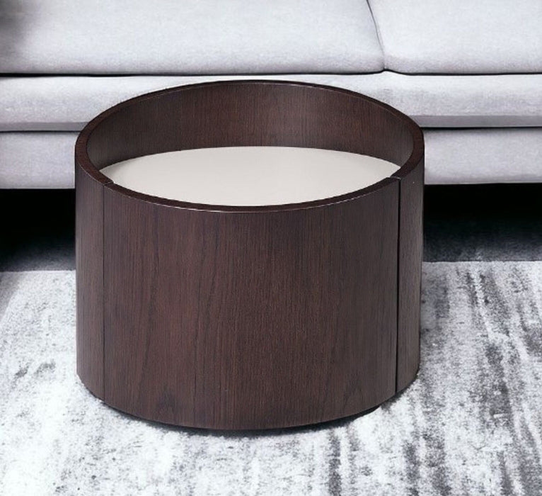 17" Solid Wood Round End Table - Dark Brown