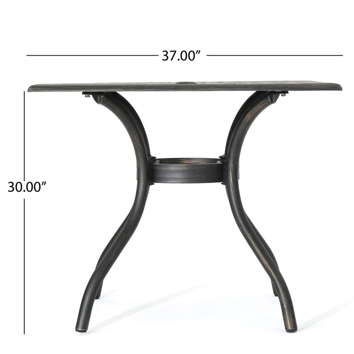 Enchantia - Outdoor Square Dining Table With Weave Tabletop And Flared Legs - Copper