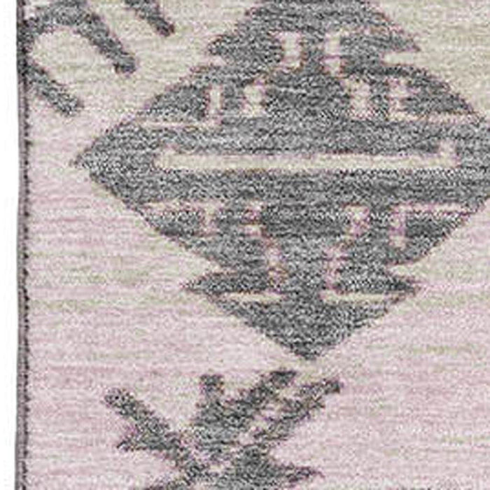 10' X 14' Tribal Washable Area Rug With UV Protection (709012) - Pink / Charcoal / Gray