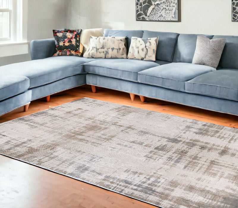 5' x 7' Modern Abstract Non Skid 100% PET Area Rug - Gray And Beige