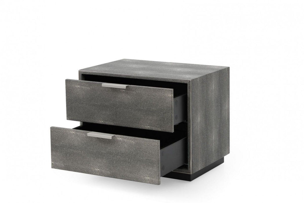 19" Shagreen Two Drawer Nightstand - Gray