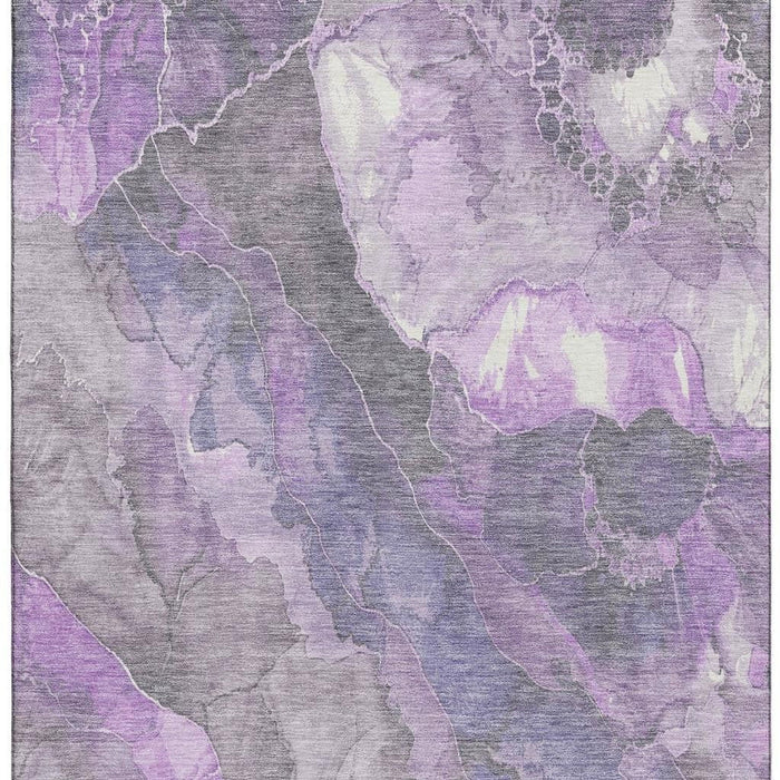 10' X 14' Floral Washable Area Rug With UV Protection (701395) - Purple / Ivory / Gray