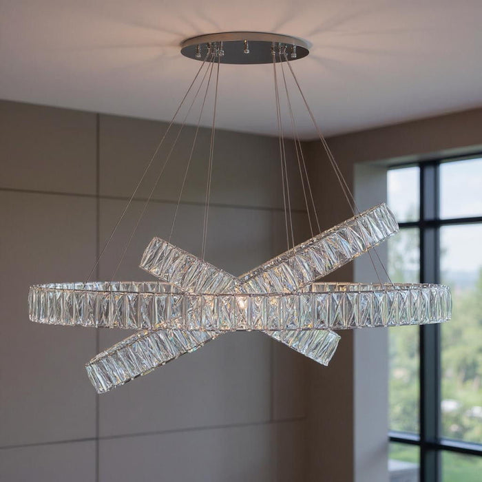 Three Light Crystal LED Dimmable Chandelier - Clear / Silver