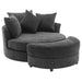 Giga 360° swivel accent barrel chair with storage ottoman, four pillows, modern round leisure chair for living room comfort