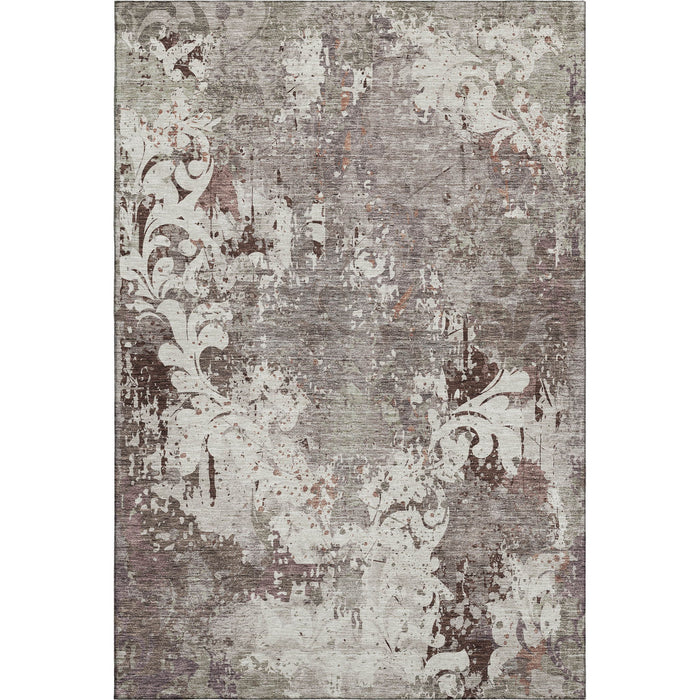 10' X 14' Damask Washable Area Rug With UV Protection (674377) - Taupe / Beige / Gray