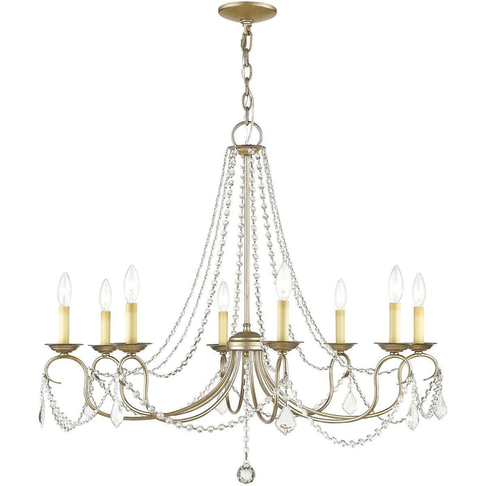 28" Eight Light Dimmable Chandelier With Shades - Silver