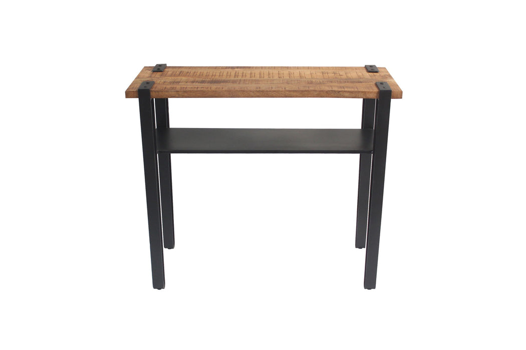 Solid Wood Distressed Console Table With Storage (Set of 2) - Brown And Black