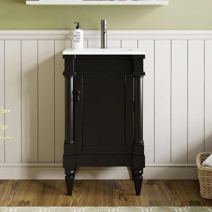 Giga bathroom vanity with sink, storage cabinet with door, drop-in sink, compact freestanding design in a modern style