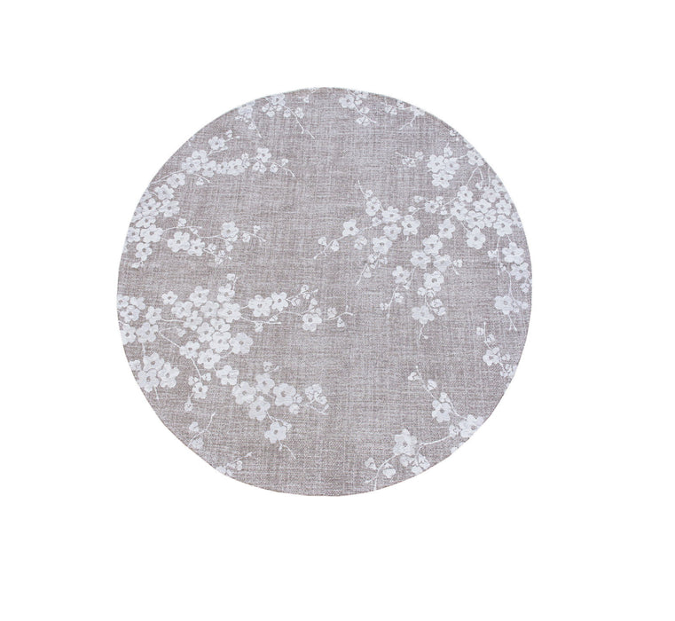 8' Round Oriental Non Skid Area Rug - Gray And White
