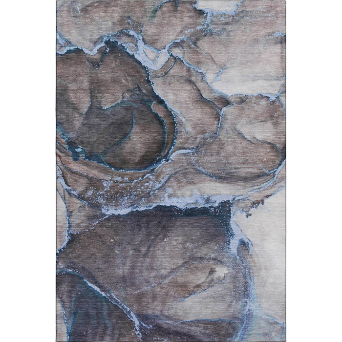 8' X 10' Abstract Washable Area Rug With UV Protection (647444) - Navy Blue / Gray