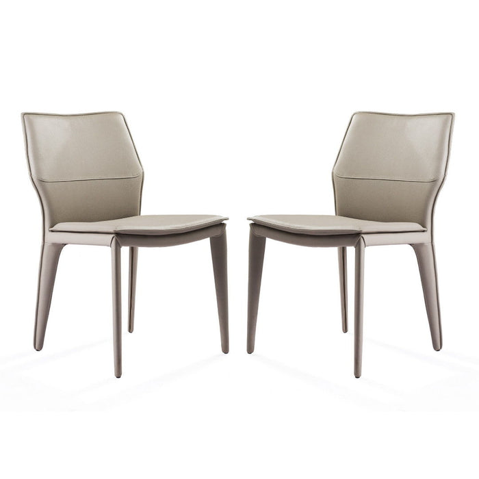 Upholstered Faux Leather Dining Side Chairs (Set of 2) - Taupe